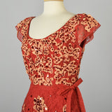 1940s Red Lace Fit & Flare Party Dress by Patric of Miss America