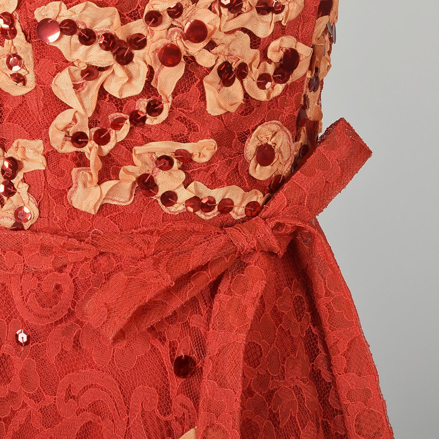 1940s Red Lace Fit & Flare Party Dress by Patric of Miss America