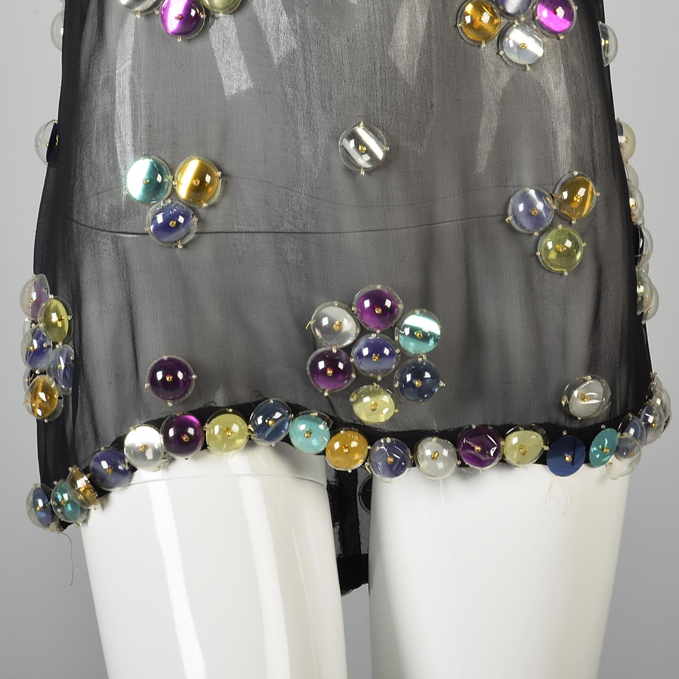 1960s Space Age Mod Sheer Silk Blouse with Bubble Sequins