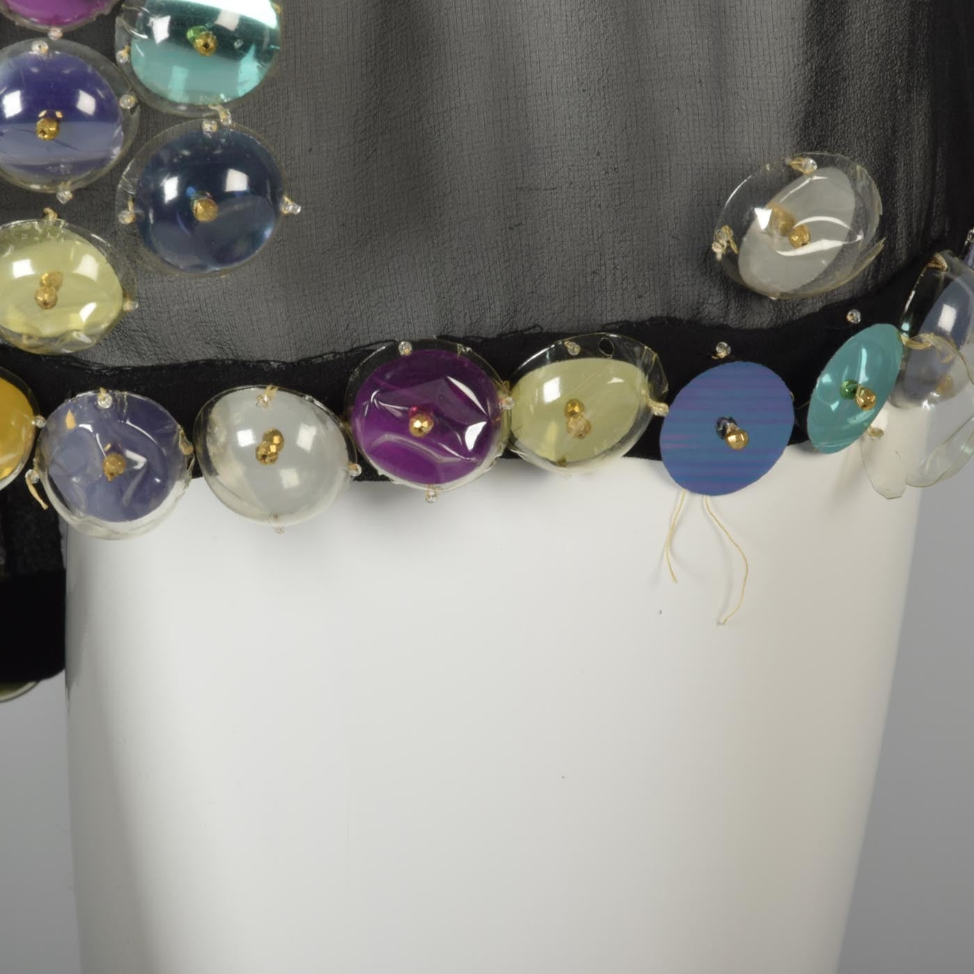 1960s Space Age Mod Sheer Silk Blouse with Bubble Sequins
