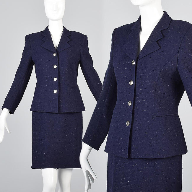 Night Sky Escada Margaritha Ley Navy Blue Skirt Suit