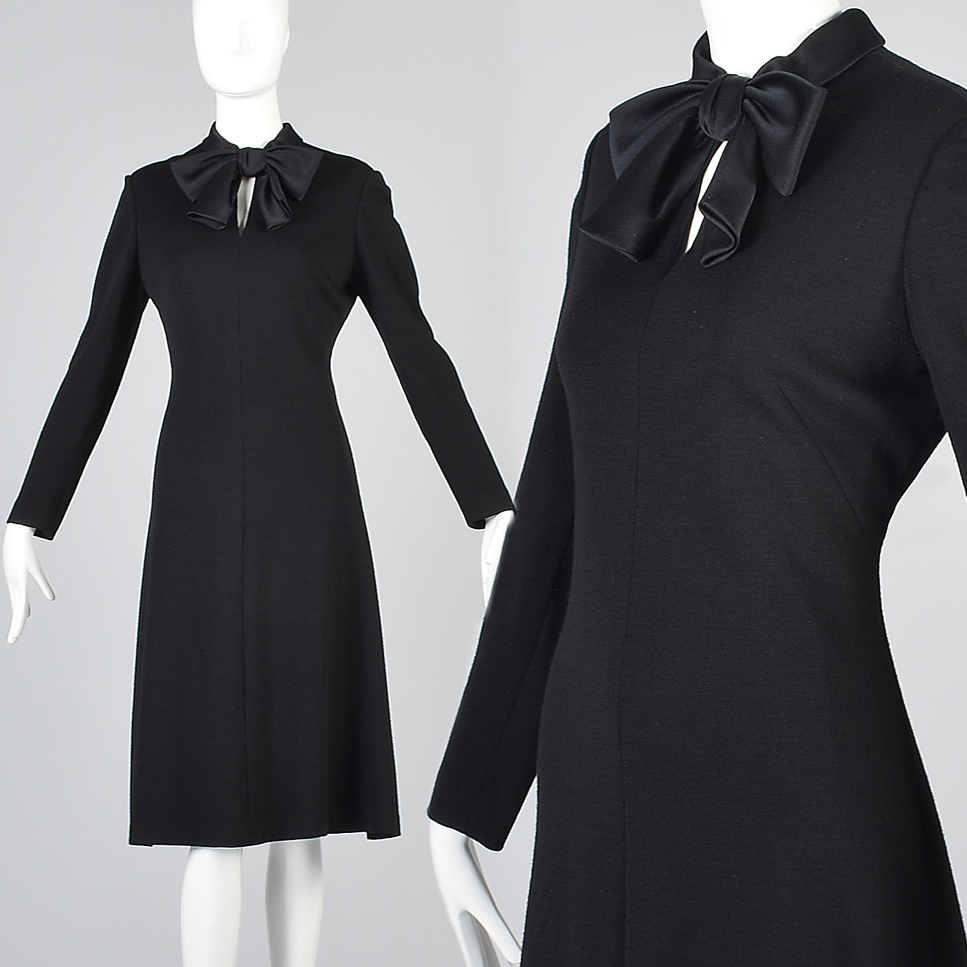 Adele Simpson Little Black Dress with Keyhole Bust & Satin Bow