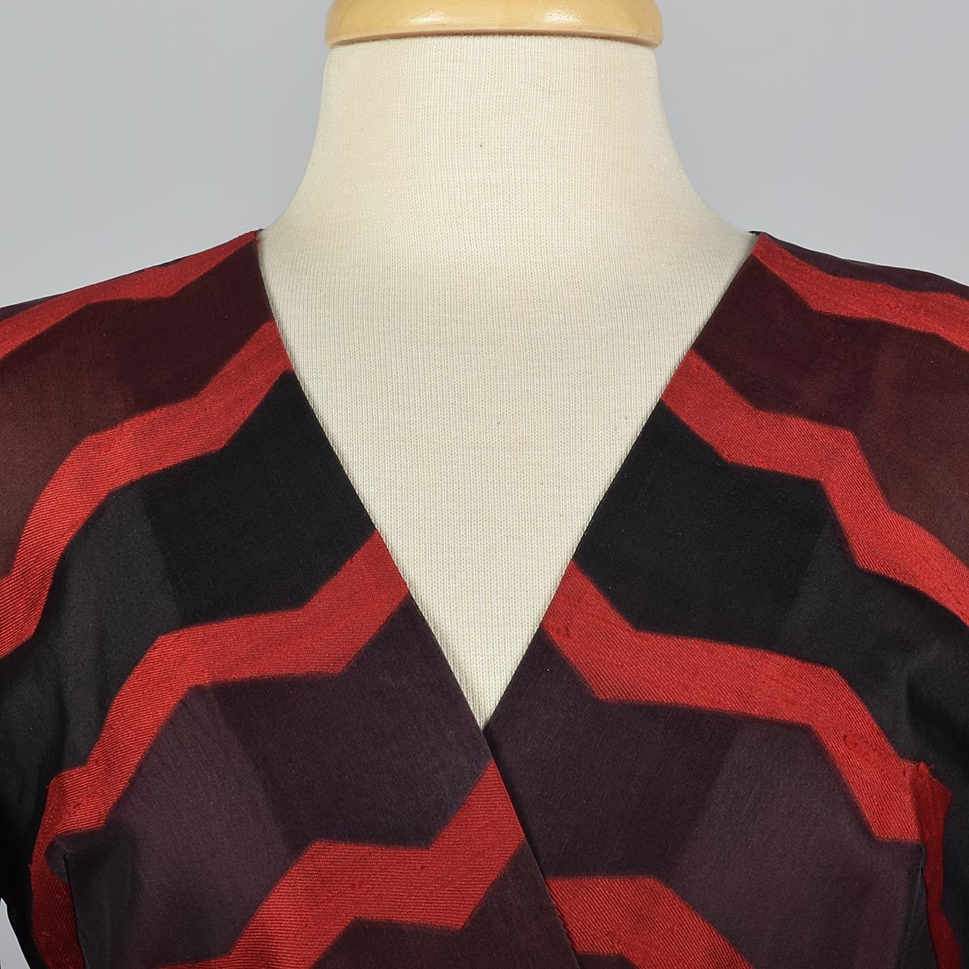 Annie Corvall Paris Silk Cocktail Dress Red & Black Stripe