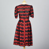 Annie Corvall Paris Silk Cocktail Dress Red & Black Stripe