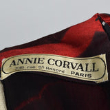 Annie Corvall Paris Silk Cocktail Dress Red & Black Stripe