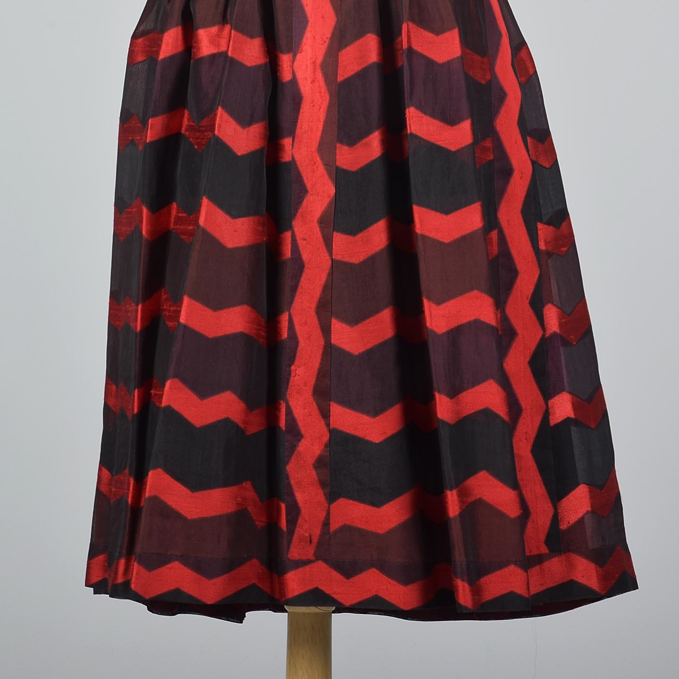 Annie Corvall Paris Silk Cocktail Dress Red & Black Stripe