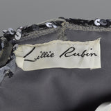 1970s Lillie Rubin Silver Lamé & Sequin Halter Dress