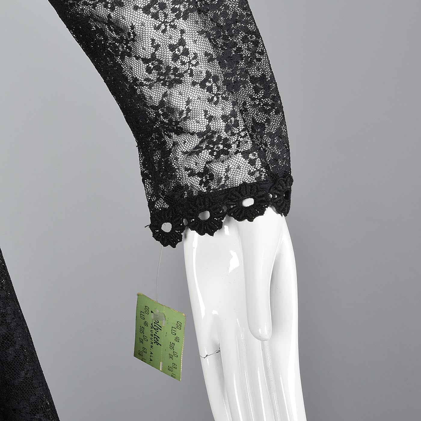 1970s Lilli Diamond Gothic Black Lace Maxi Dress