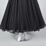 1970s Lilli Diamond Gothic Black Lace Maxi Dress