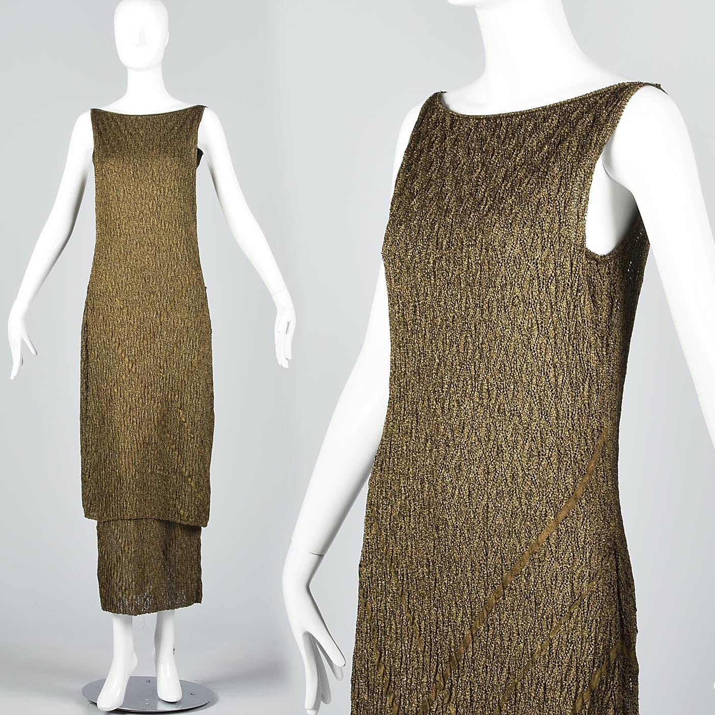 Christian Dior Boutique John Galliano Metallic Gold Evening Dress