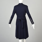 Classic 1960s Normal Norell Navy Blue Dress with White Buttons
