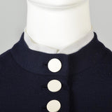 Classic 1960s Normal Norell Navy Blue Dress with White Buttons