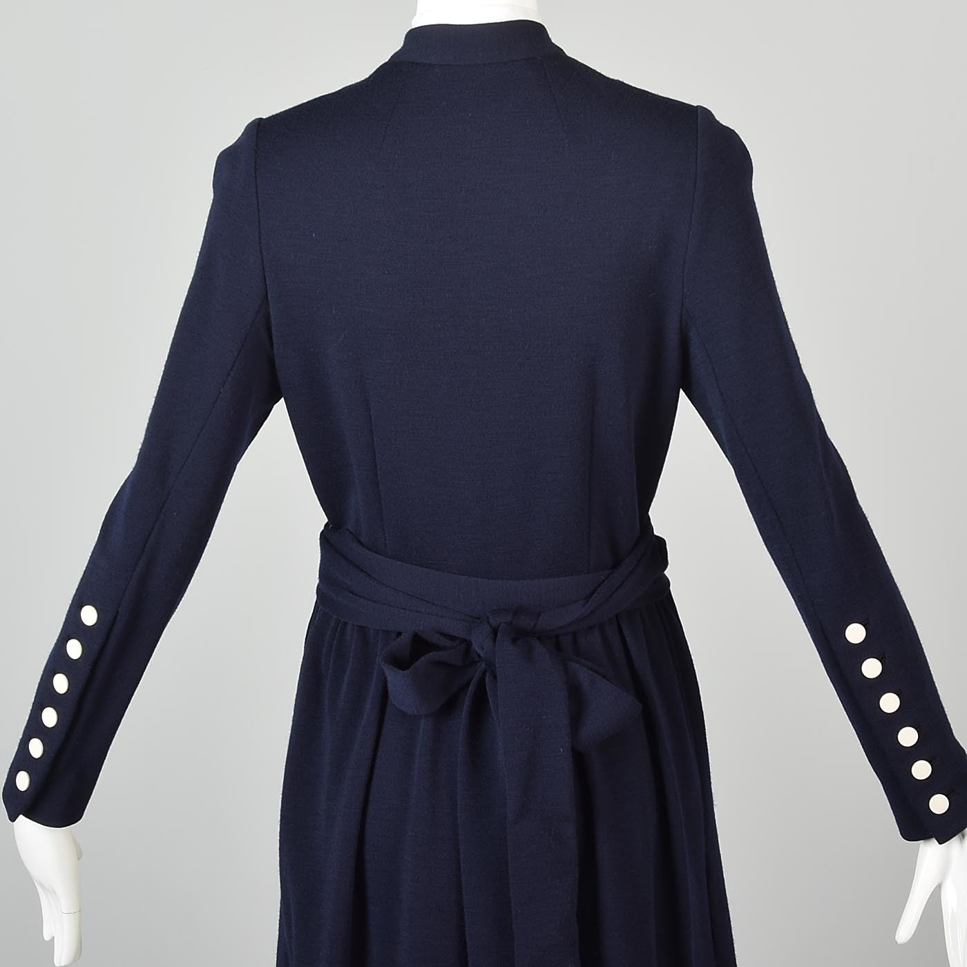 Classic 1960s Normal Norell Navy Blue Dress with White Buttons