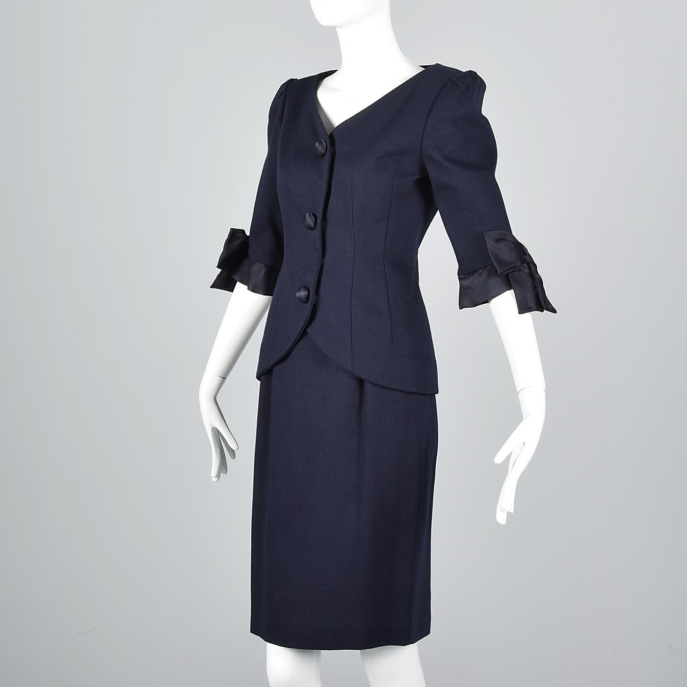 Scaasi Navy Blue Summer Skirt Suit