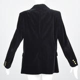 1980s Pierre Balmain Black Velvet Blazer with Logo Buttons