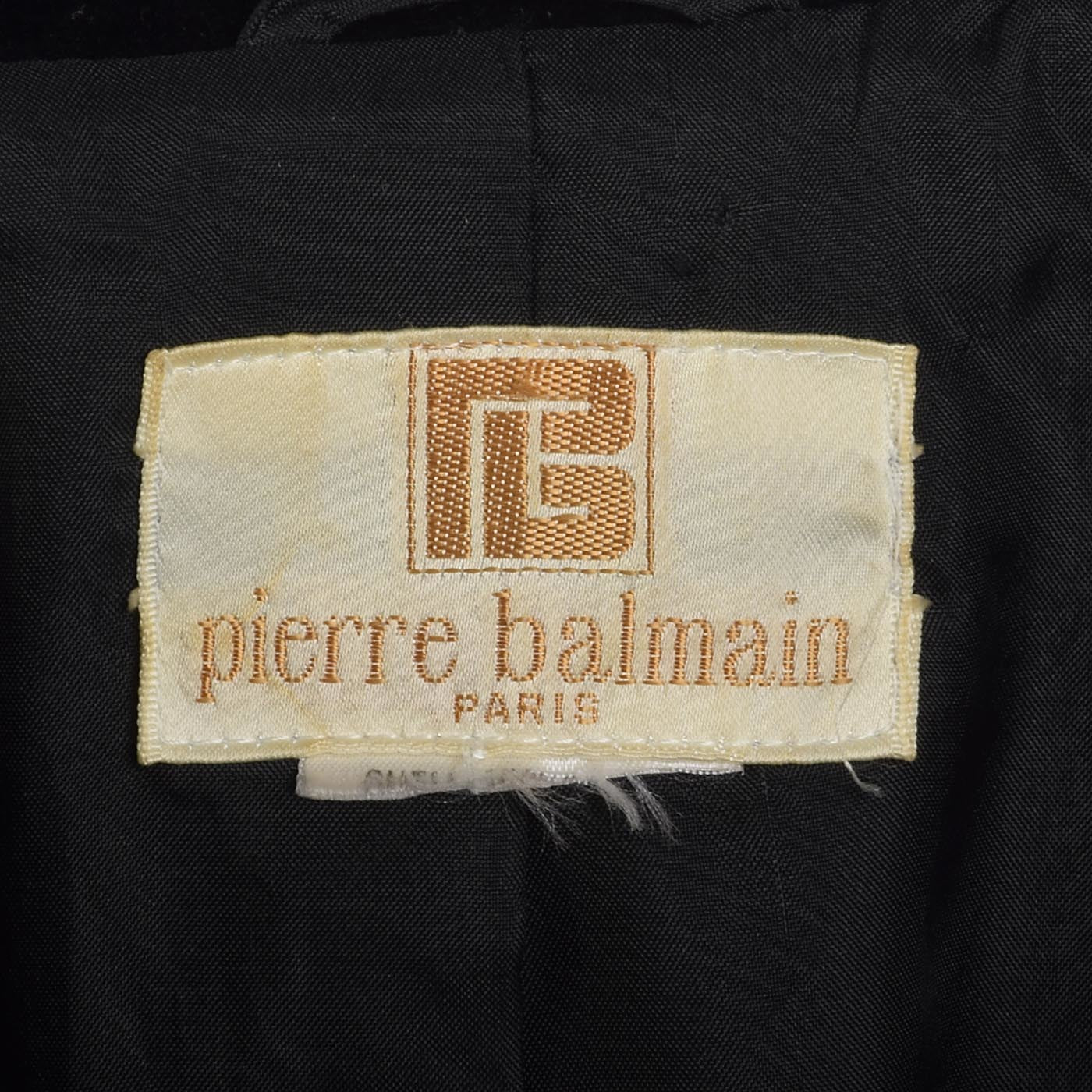 1980s Pierre Balmain Black Velvet Blazer with Logo Buttons