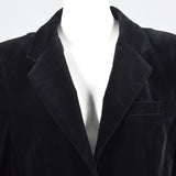 1980s Pierre Balmain Black Velvet Blazer with Logo Buttons