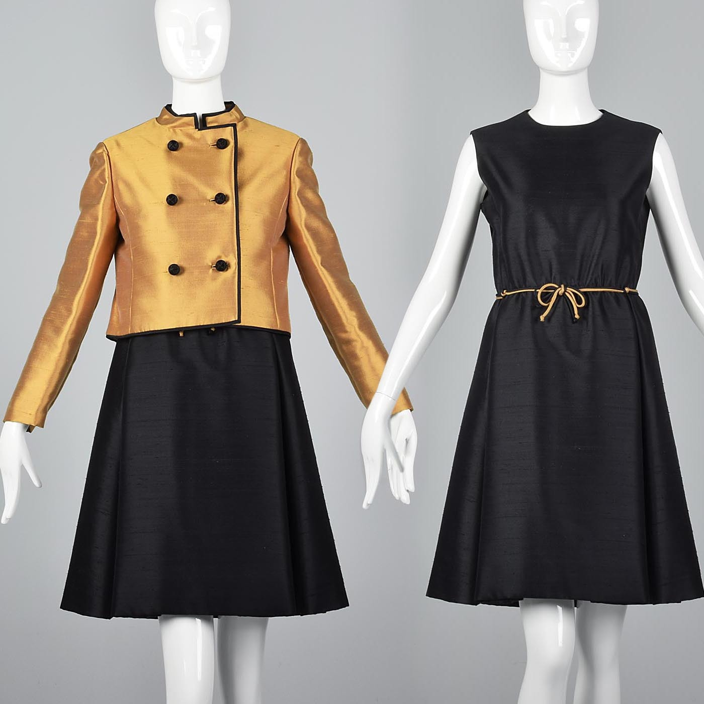 1960s Black Dress with Matching Gold Jacket