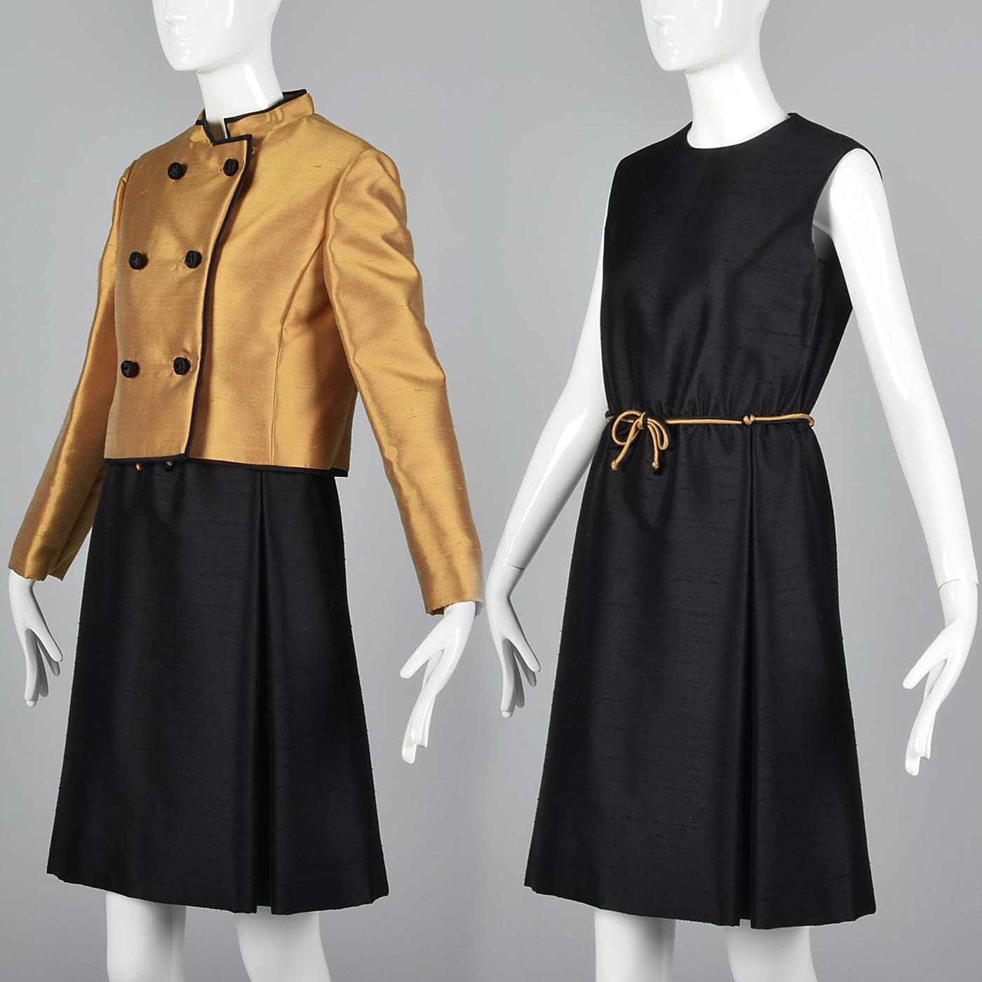 1960s Black Dress with Matching Gold Jacket