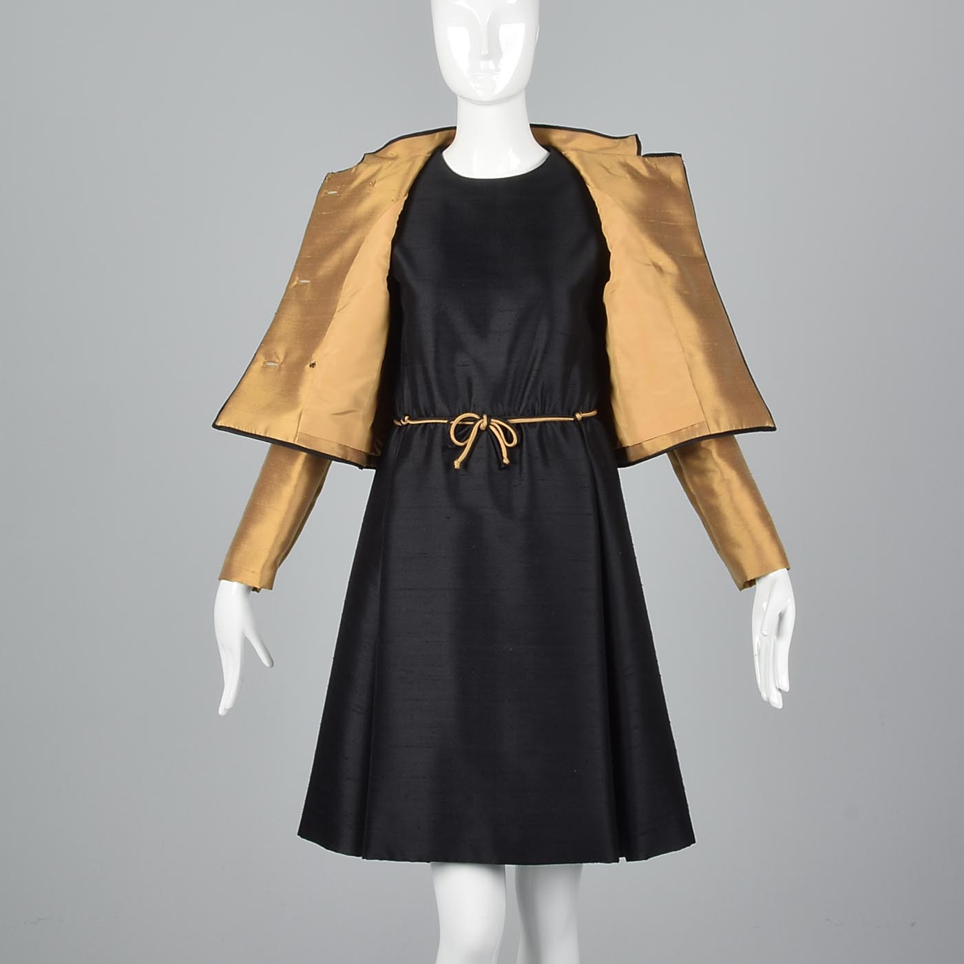 1960s Black Dress with Matching Gold Jacket