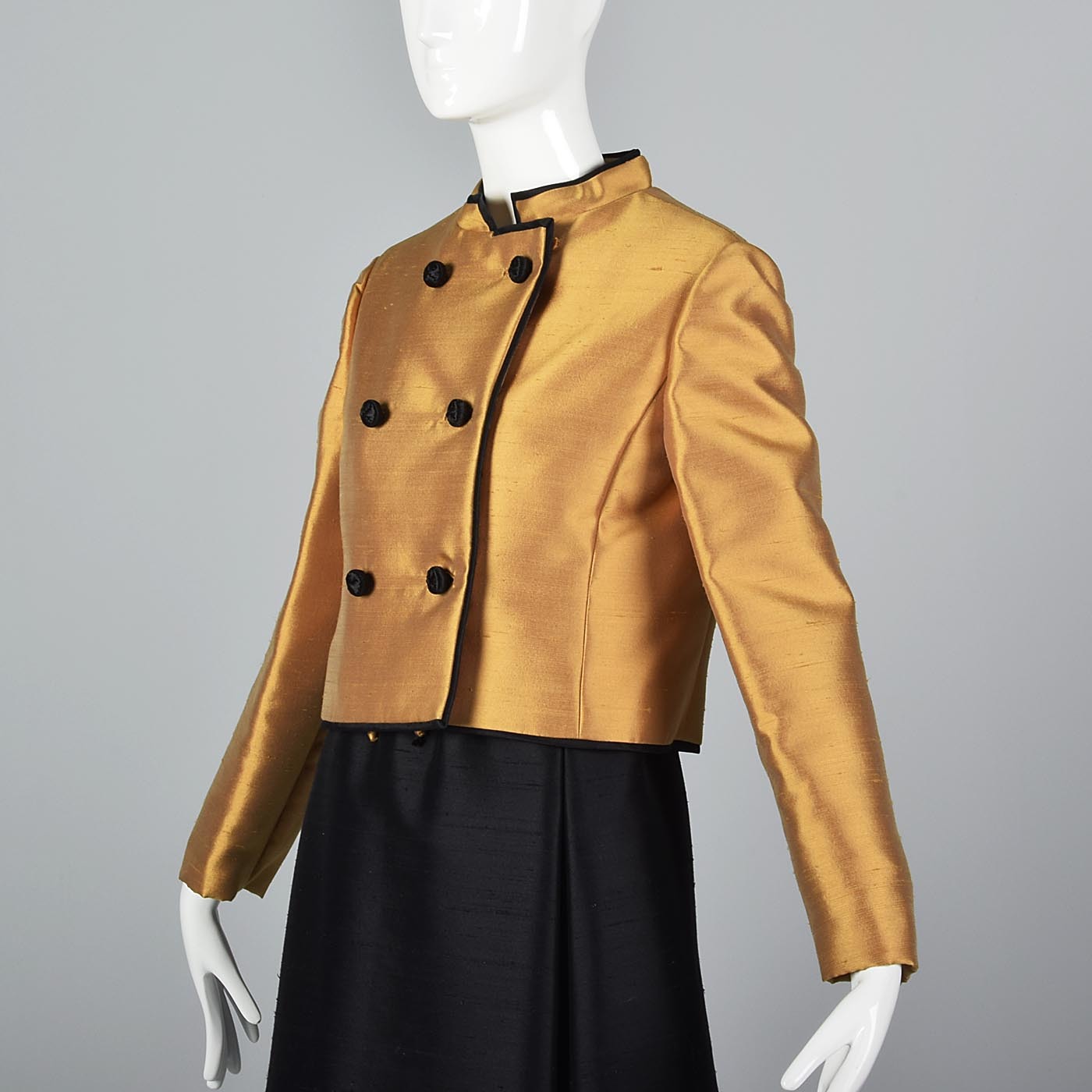 1960s Black Dress with Matching Gold Jacket