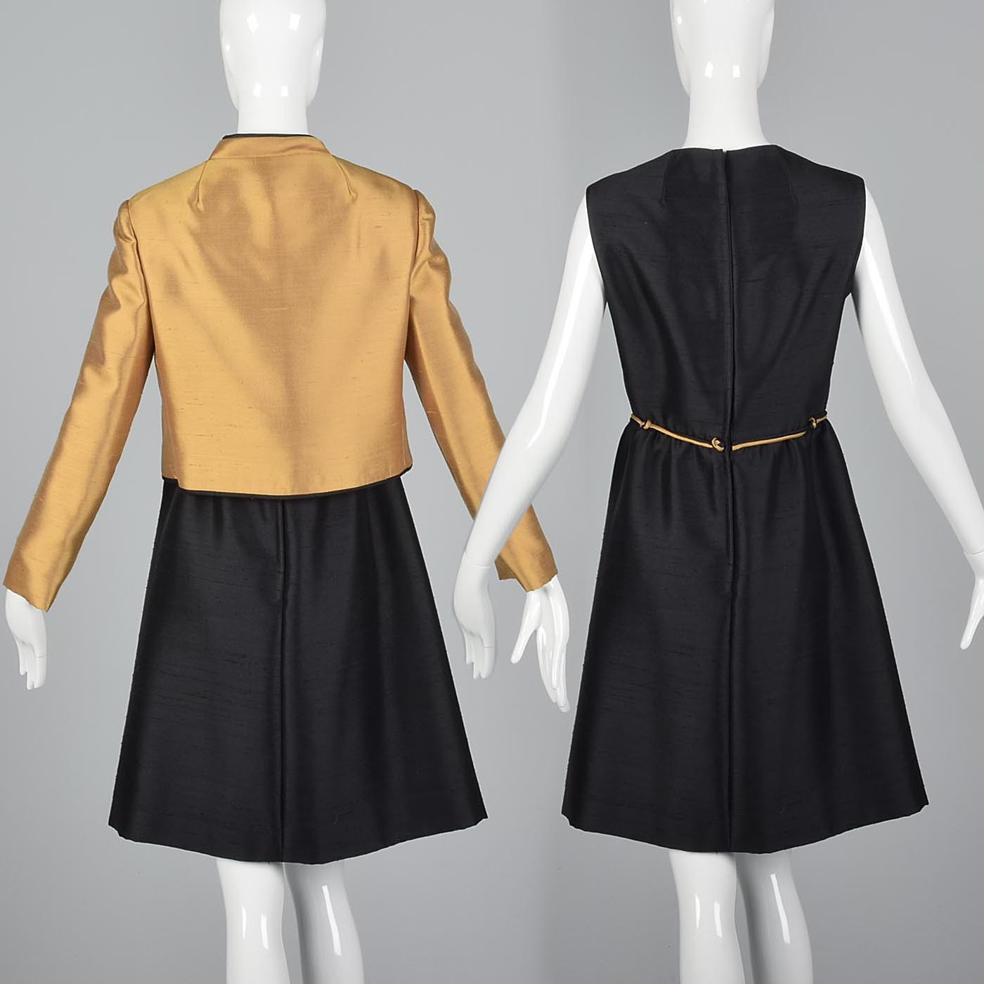 1960s Black Dress with Matching Gold Jacket