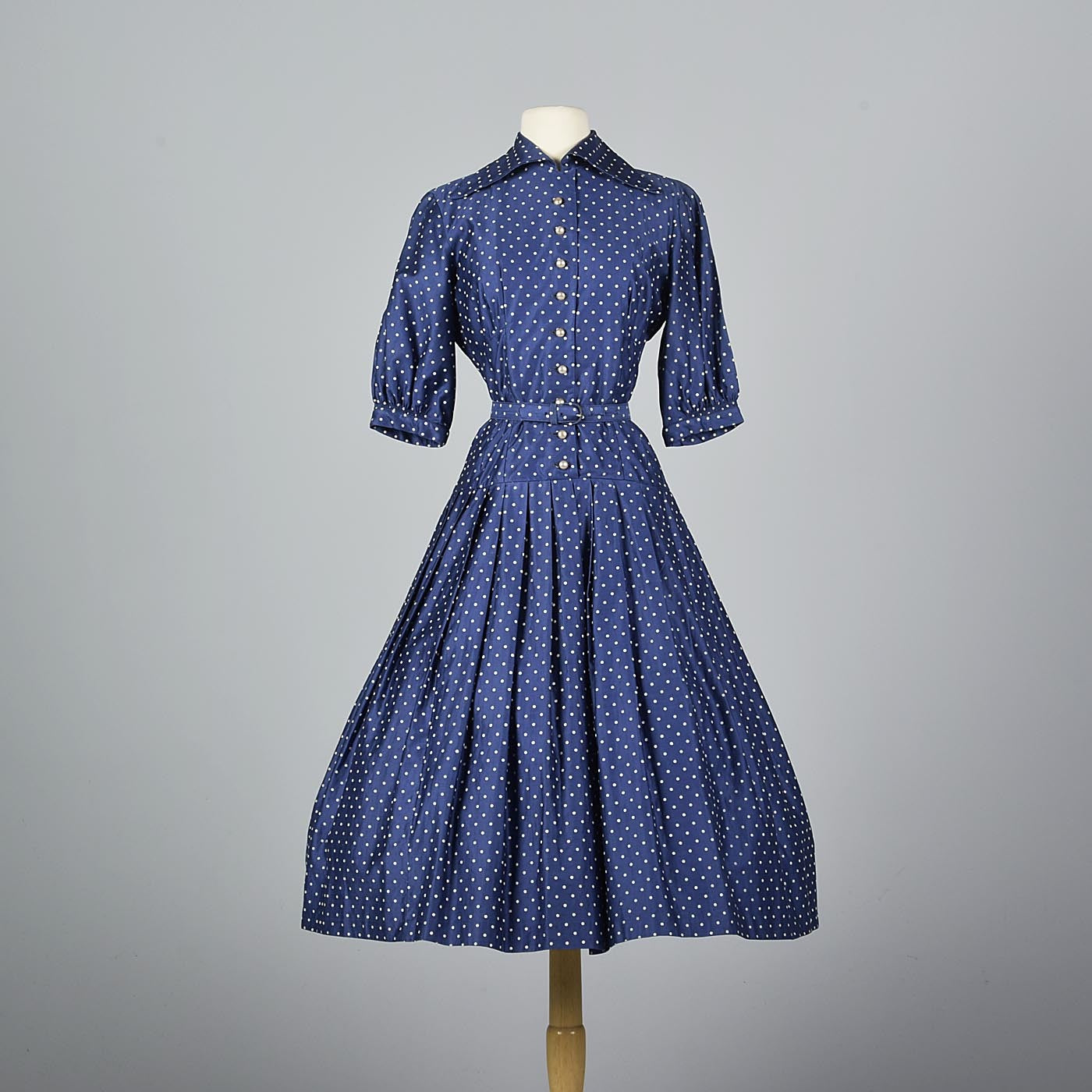 1950s Suzy Perette Blue Polkadot Dress