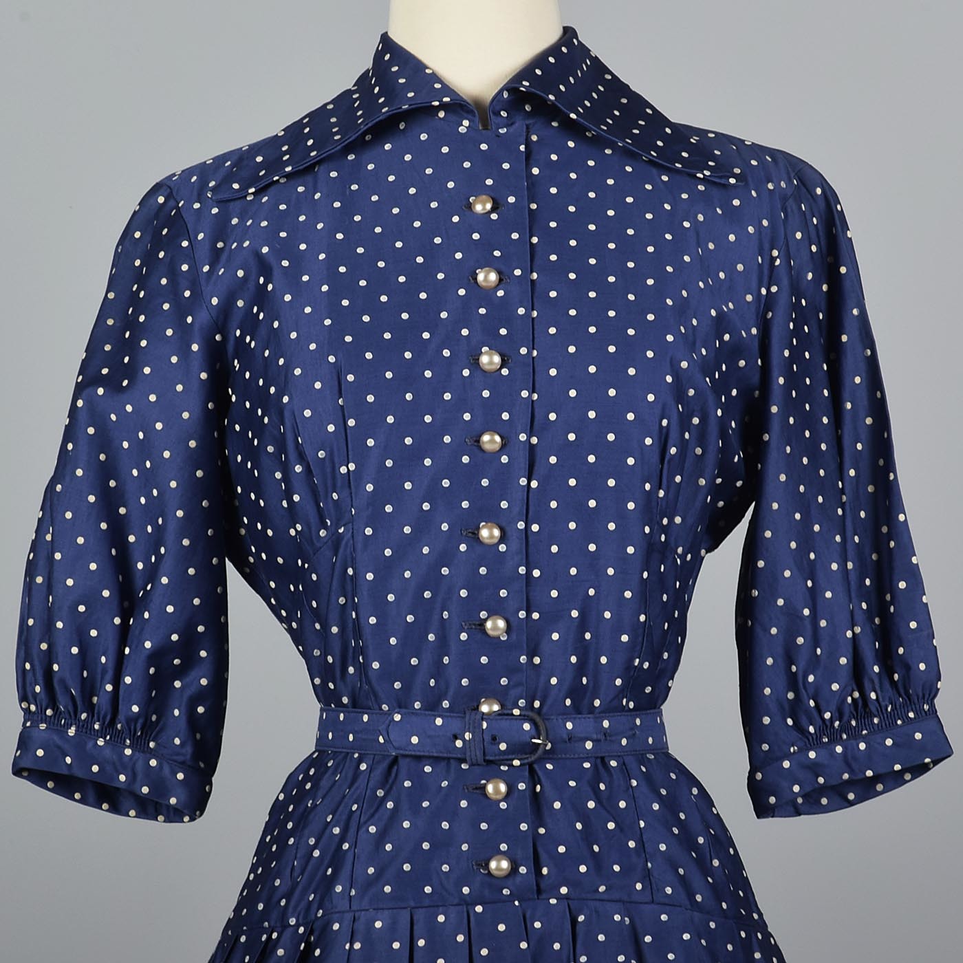 1950s Suzy Perette Blue Polkadot Dress