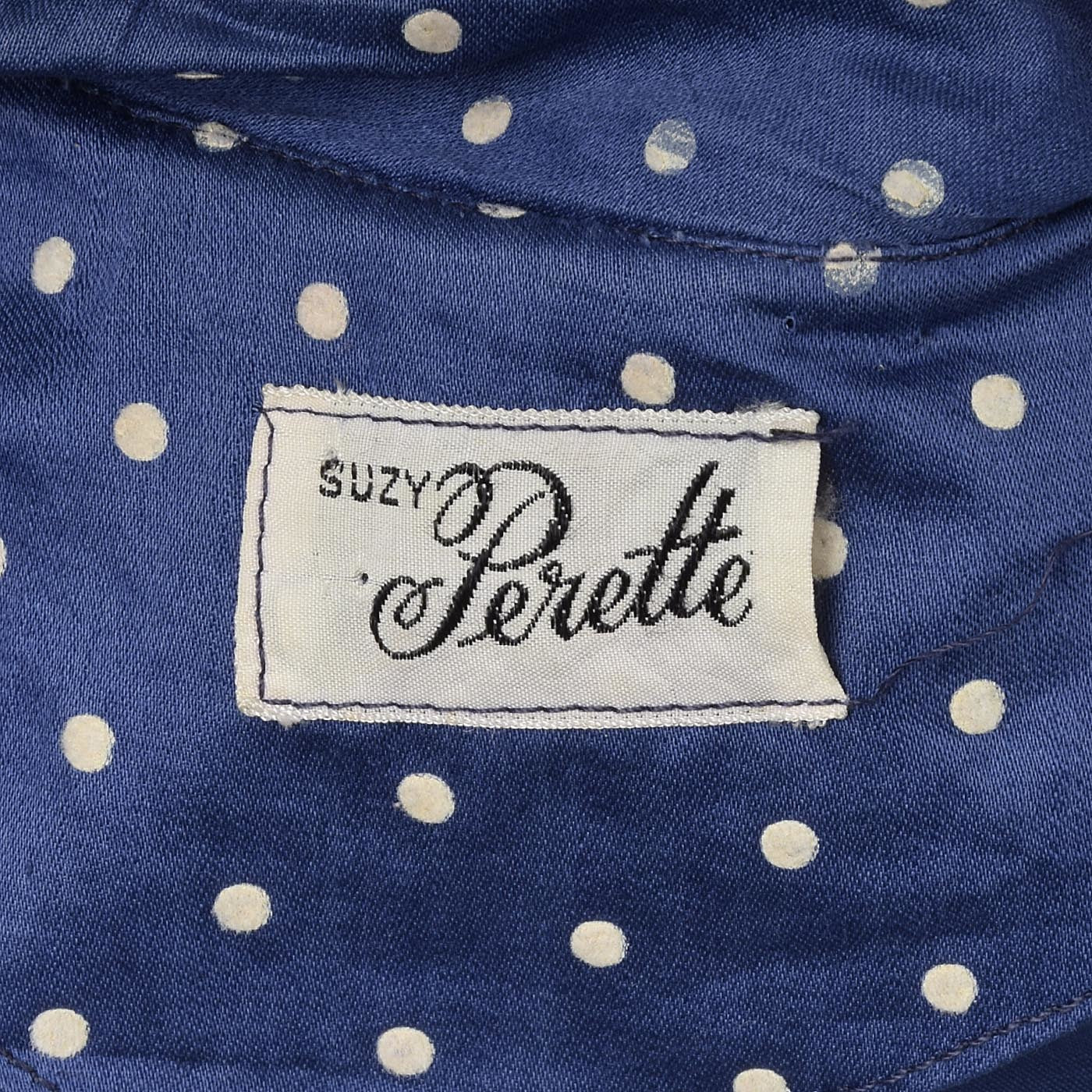 1950s Suzy Perette Blue Polkadot Dress