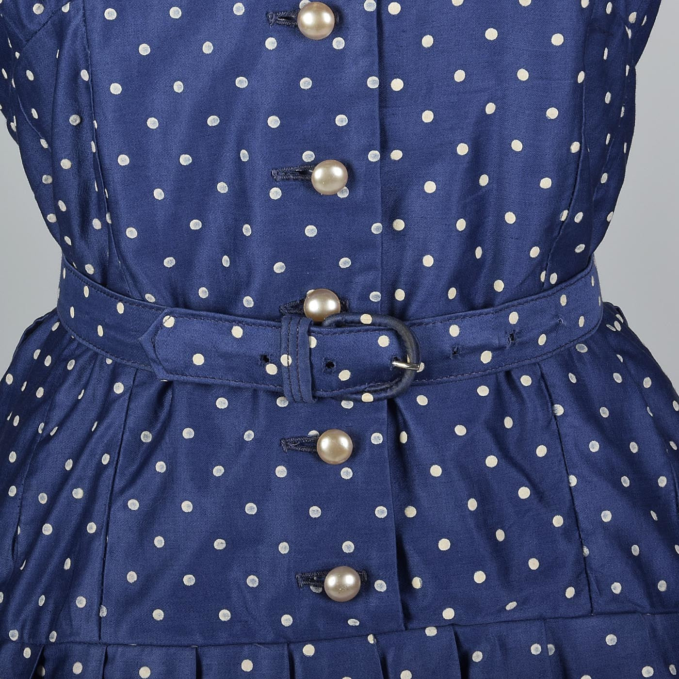 1950s Suzy Perette Blue Polkadot Dress