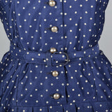 1950s Suzy Perette Blue Polkadot Dress
