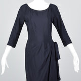 1940s Navy Blue Silk Dress