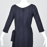 1940s Navy Blue Silk Dress