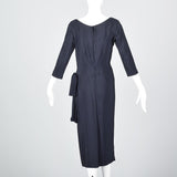 1940s Navy Blue Silk Dress