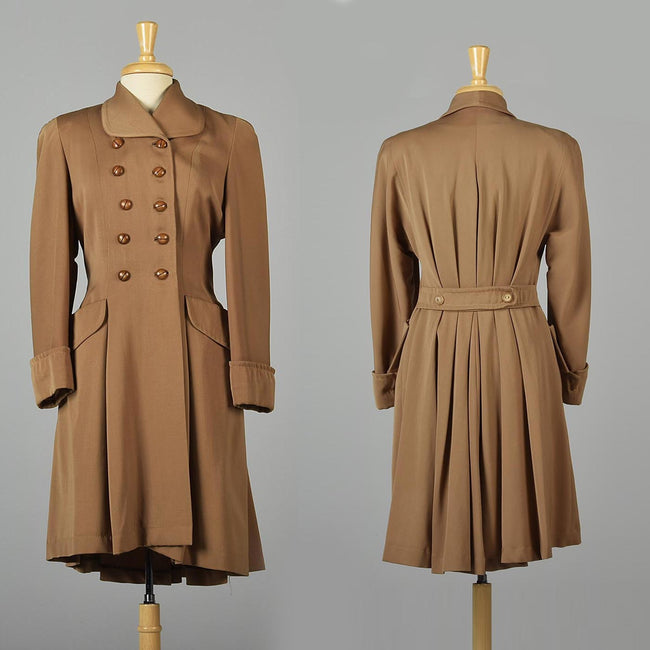 1940s Double Breasted Gabardine Princess Coat
