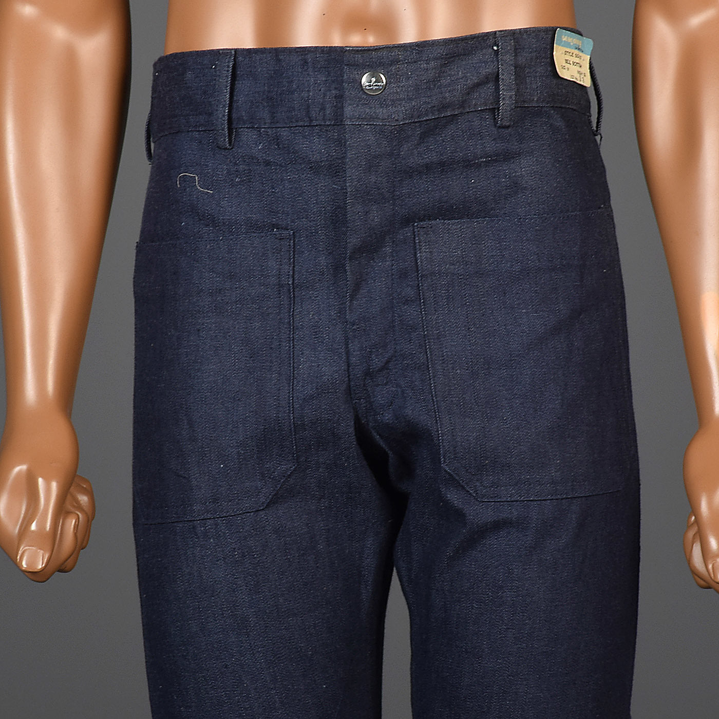 31x32 Deadstock Seafarers Bell Bottom Jeans in Dark Indigo Cotton
