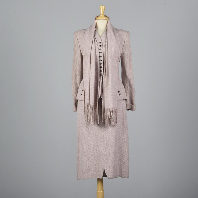 1950s Pink Skirt Suit with Hourglass Silhouette