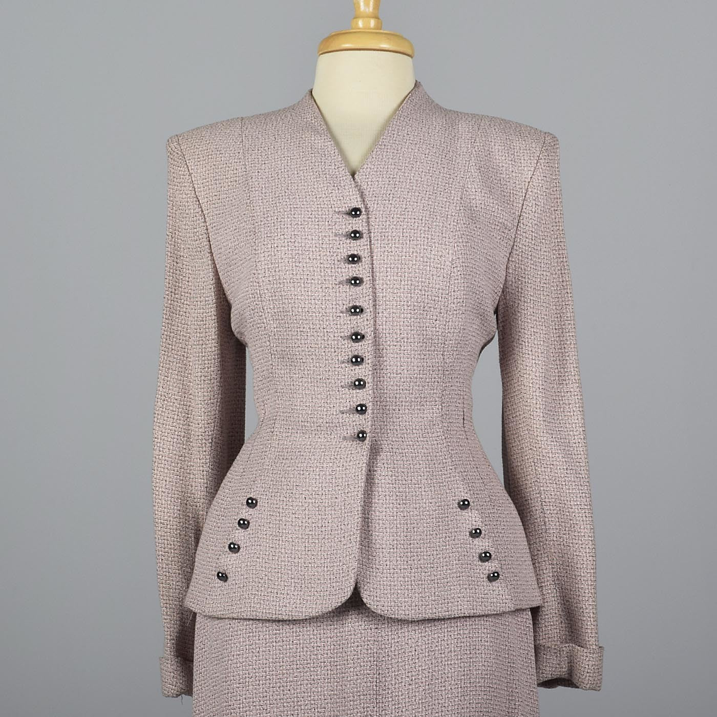 1950s Pink Skirt Suit with Hourglass Silhouette