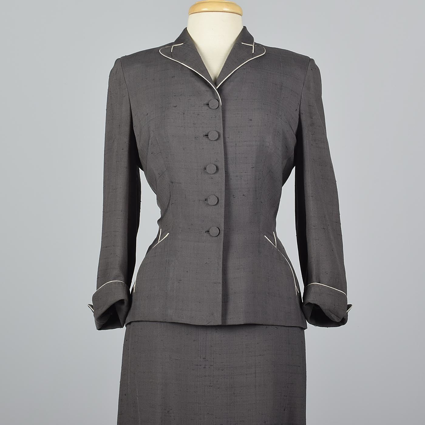 1950s Gray Silk Skirt Suit from Marshall Fields 28 Shop