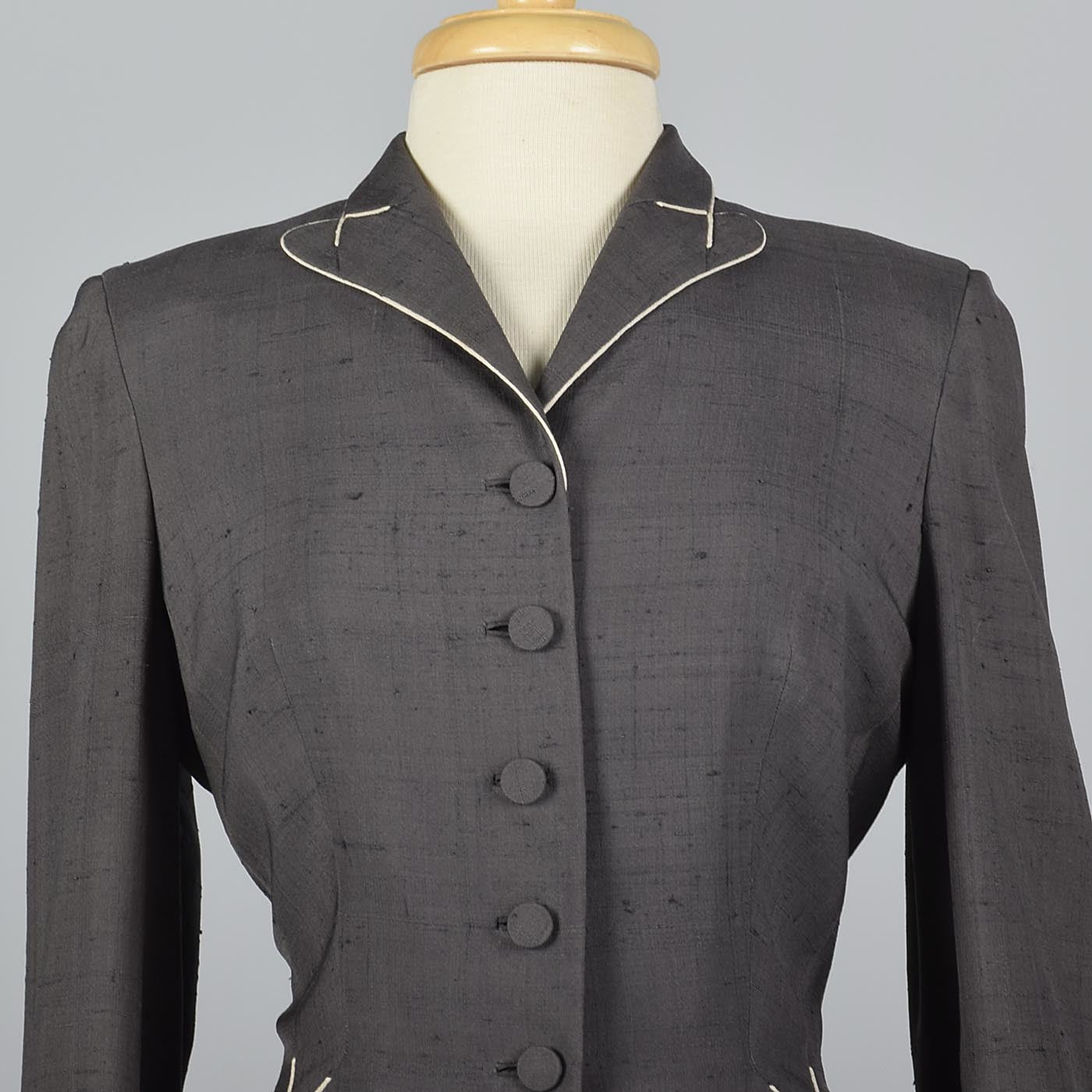 1950s Gray Silk Skirt Suit from Marshall Fields 28 Shop