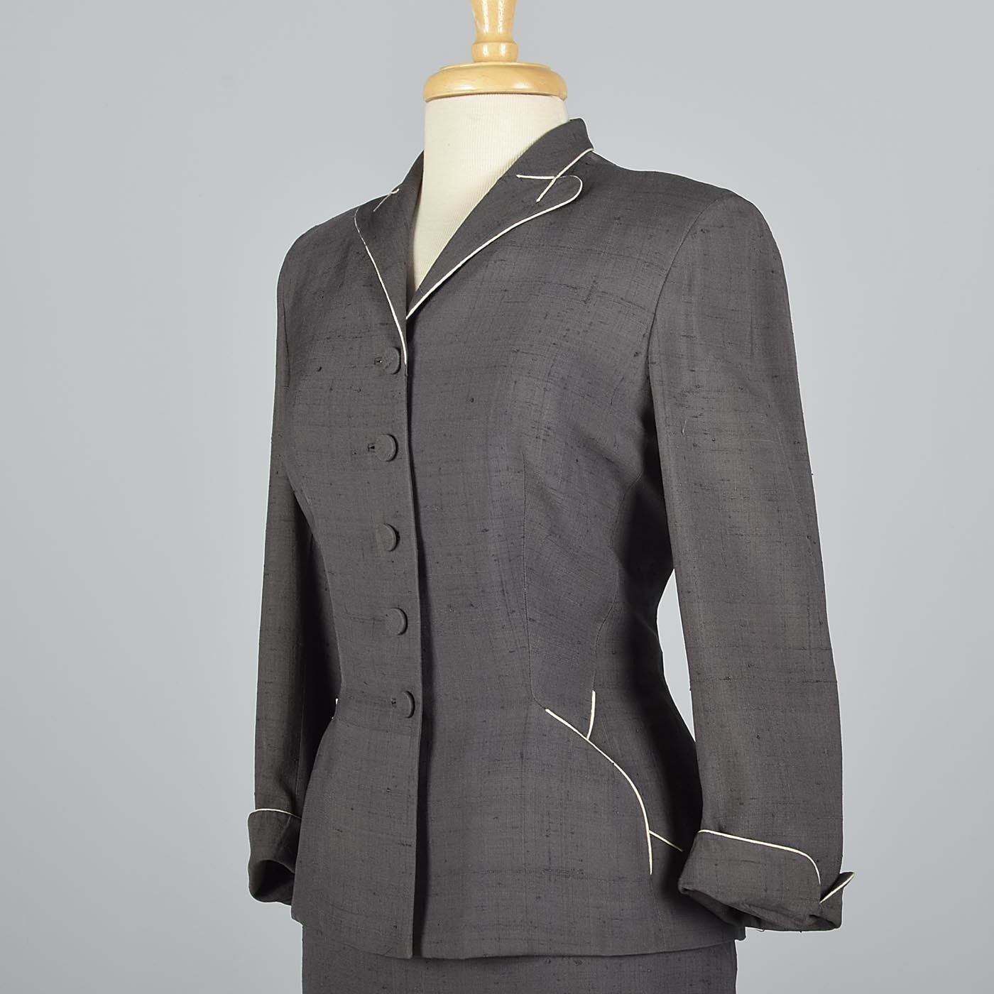 1950s Gray Silk Skirt Suit from Marshall Fields 28 Shop