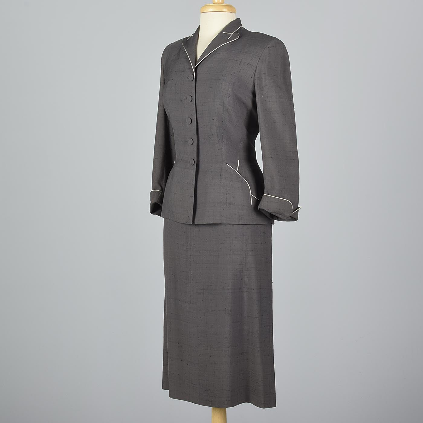 1950s Gray Silk Skirt Suit from Marshall Fields 28 Shop