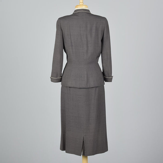 1950s Gray Silk Skirt Suit from Marshall Fields 28 Shop