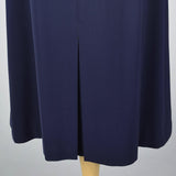 1950s Navy Blue Gabardine Skirt Suit with Shaped Hips & Weighted Hem