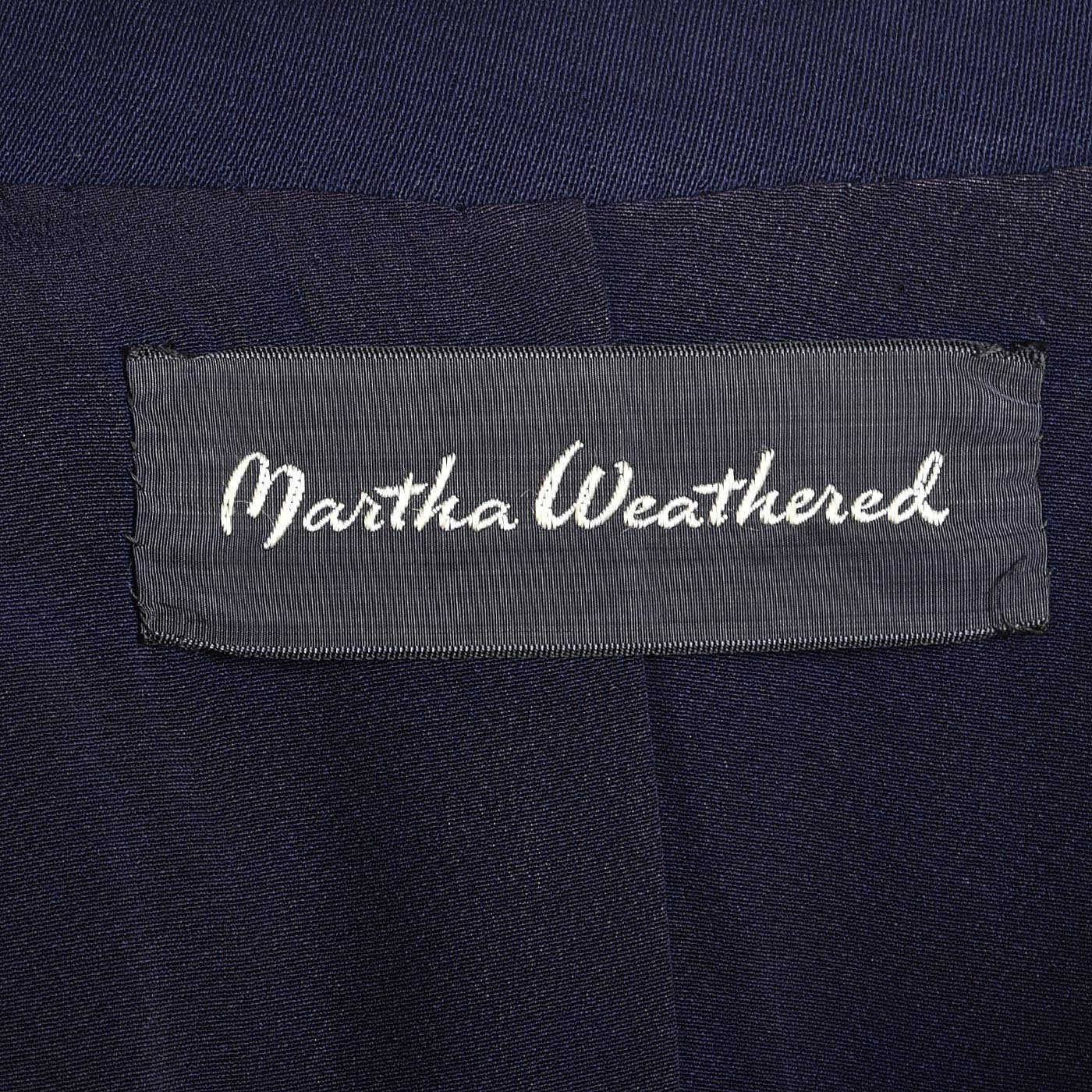 1950s Navy Blue Gabardine Skirt Suit with Shaped Hips & Weighted Hem
