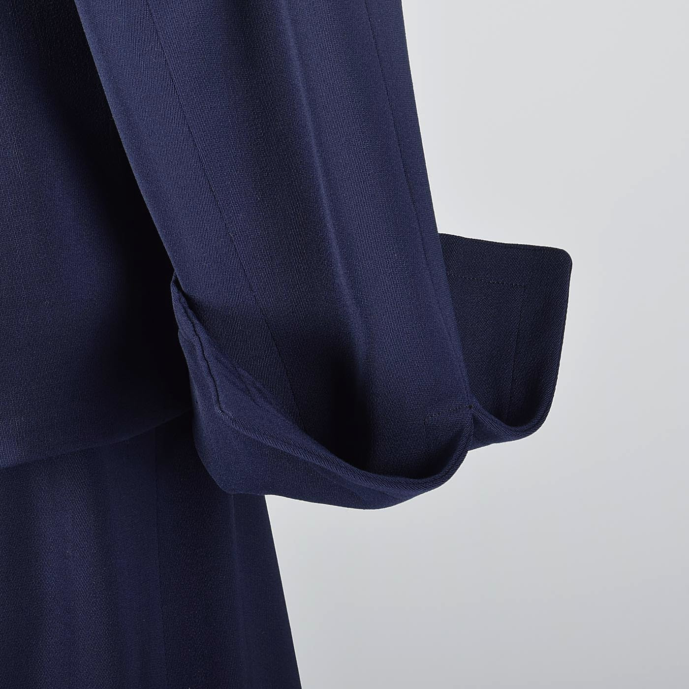 1950s Navy Blue Gabardine Skirt Suit with Shaped Hips & Weighted Hem