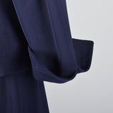 1950s Navy Blue Gabardine Skirt Suit with Shaped Hips & Weighted Hem