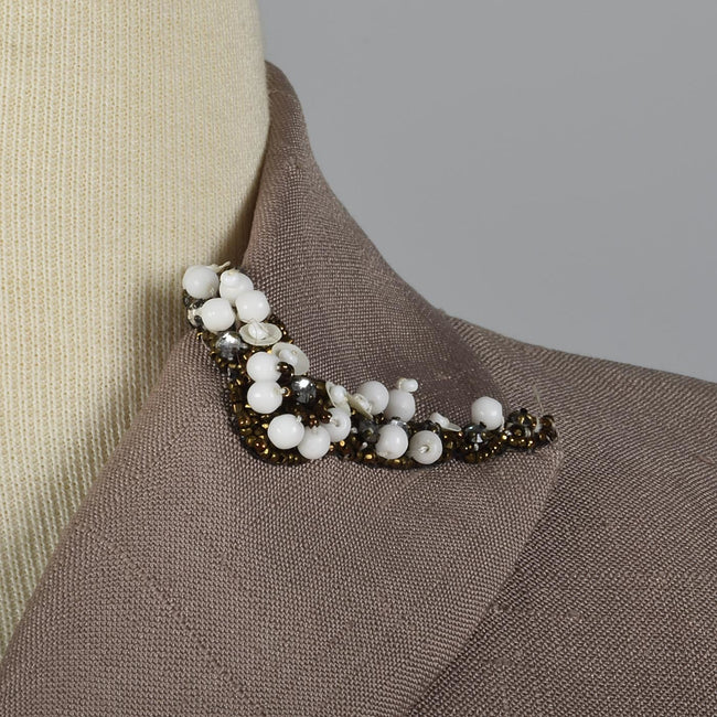 1950s Silk Skirt Suit with Beaded Detail