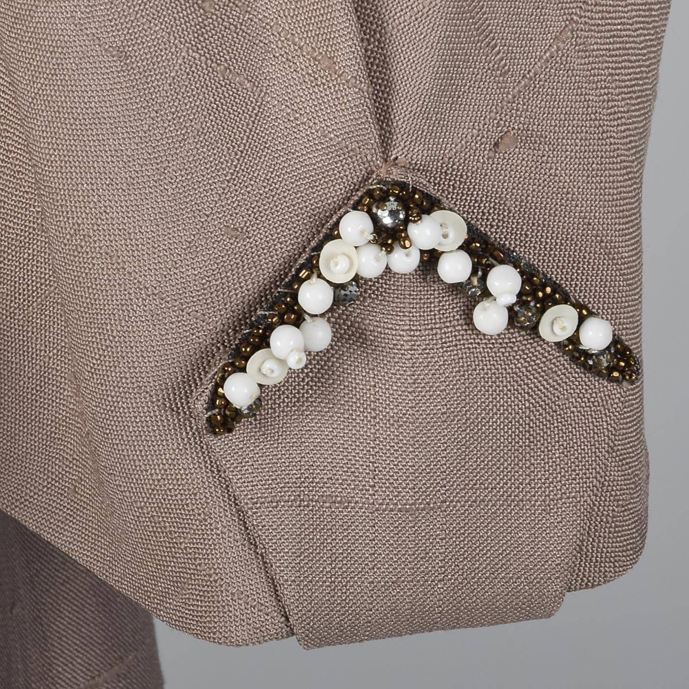 1950s Silk Skirt Suit with Beaded Detail
