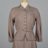 1950s Silk Skirt Suit with Beaded Detail